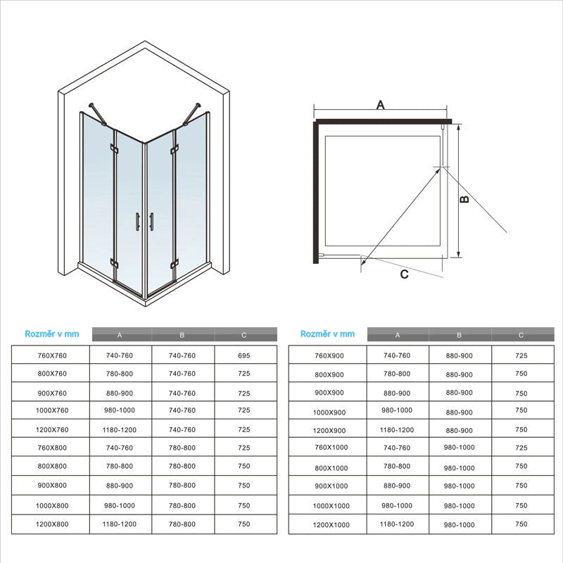 Čtvercový sprchový kout s NANO sklem EasyClean | Otočné dveře s chromovaným provedením | Rozměry 80x80, 90x90, 100x100 cm | Bezpečnostní 6mm sklo ESG | Sprchový box s madlem z nerezové oceli | Leštěný hliníkový profil odolný proti korozi | Vzpěry ze slitiny zinku | Moderní design do malé koupelny | Snadná údržba a čištění