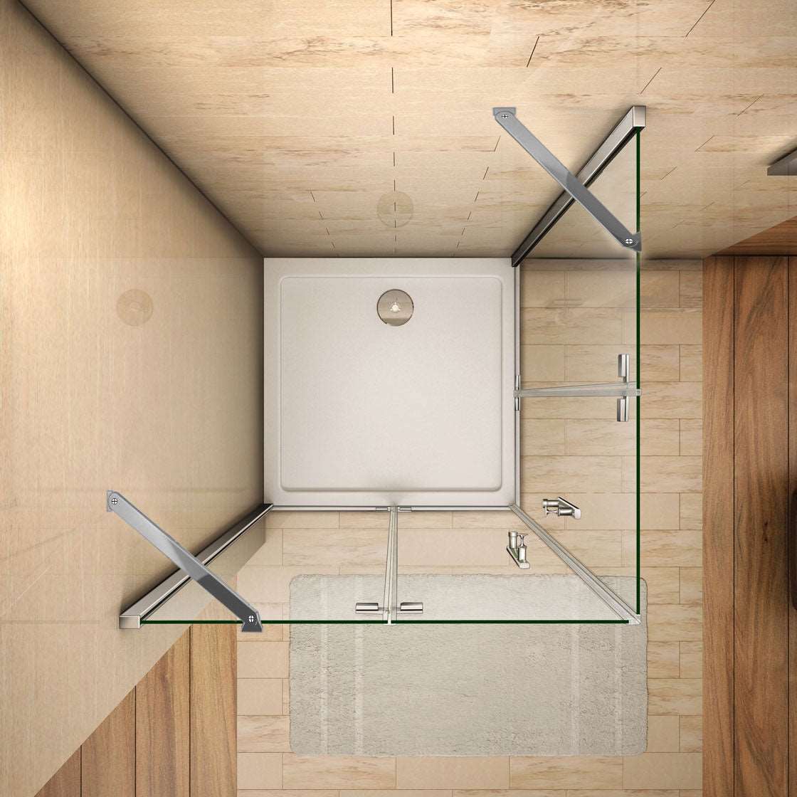 Čtvercový sprchový kout s NANO sklem EasyClean | Otočné dveře s chromovaným provedením | Rozměry 80x80, 90x90, 100x100 cm | Bezpečnostní 6mm sklo ESG | Sprchový box s madlem z nerezové oceli | Leštěný hliníkový profil odolný proti korozi | Vzpěry ze slitiny zinku | Moderní design do malé koupelny | Snadná údržba a čištění