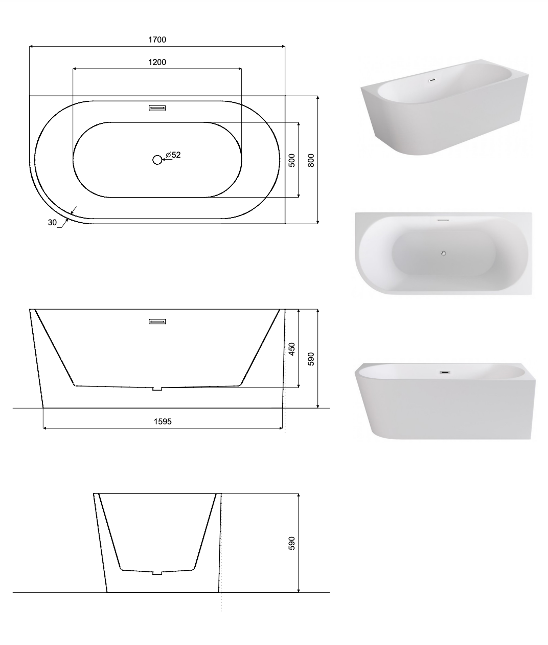Volně stojící rohová vana 170 cm - bílá akrylátová vana s antibakteriálním povrchem | Pravá montáž | Tepelná izolace | Chromový sifon | Přepadový otvor | Nenáročná údržba | Záruka 5 let | Doprava zdarma | Kupte online na www.idealnikoupelny.cz