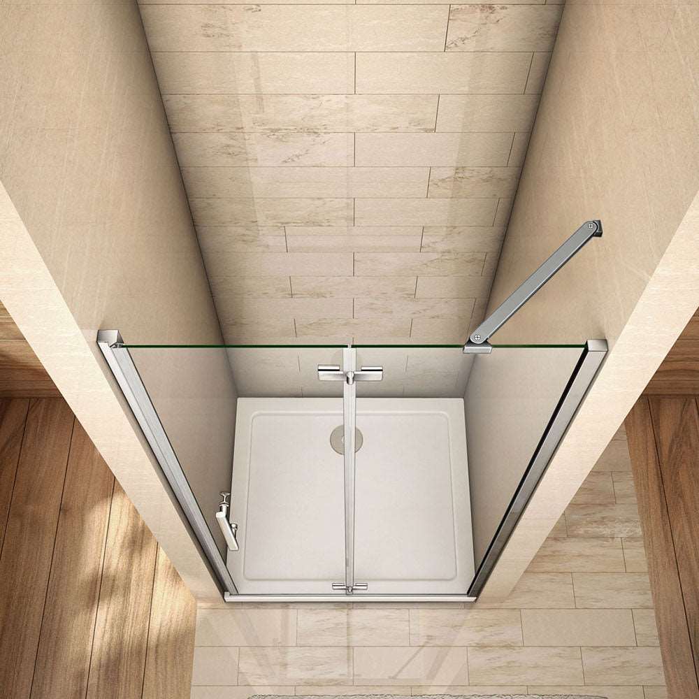 Jednokřídlé sprchové dveře do niky HK-2E | 6mm NANO bezpečnostní sklo EasyClean | Rozměry 70-120 cm × 195 cm | Univerzální montáž L/P | Chromový hliníkový profil | Vzpěra a madlo ze slitiny zinku | Vestavěné dveře do sprchového koutu