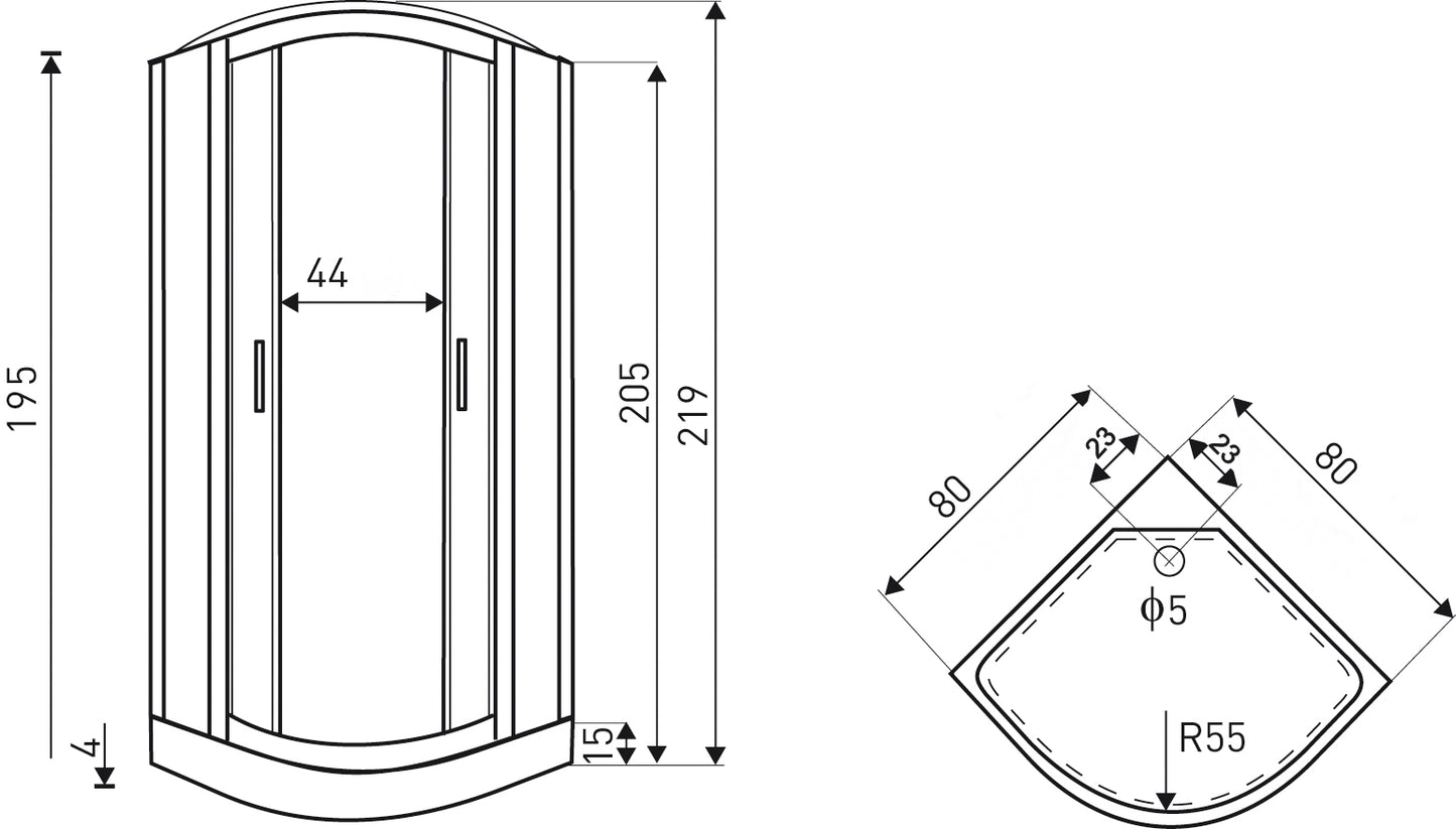 Masážní sprchový box 80x80 čtvrtkruhový s posuvnými skleněnými dveřmi, 4 masážními tryskami, tropickou sprchou, ventilátorem, Bluetooth rádiem a reproduktorem. Tvrzené bezpečnostní grafitové sklo, LED osvětlení, sklopné sedátko, vanička z akrylátu, snadná instalace bez stavebních úprav.