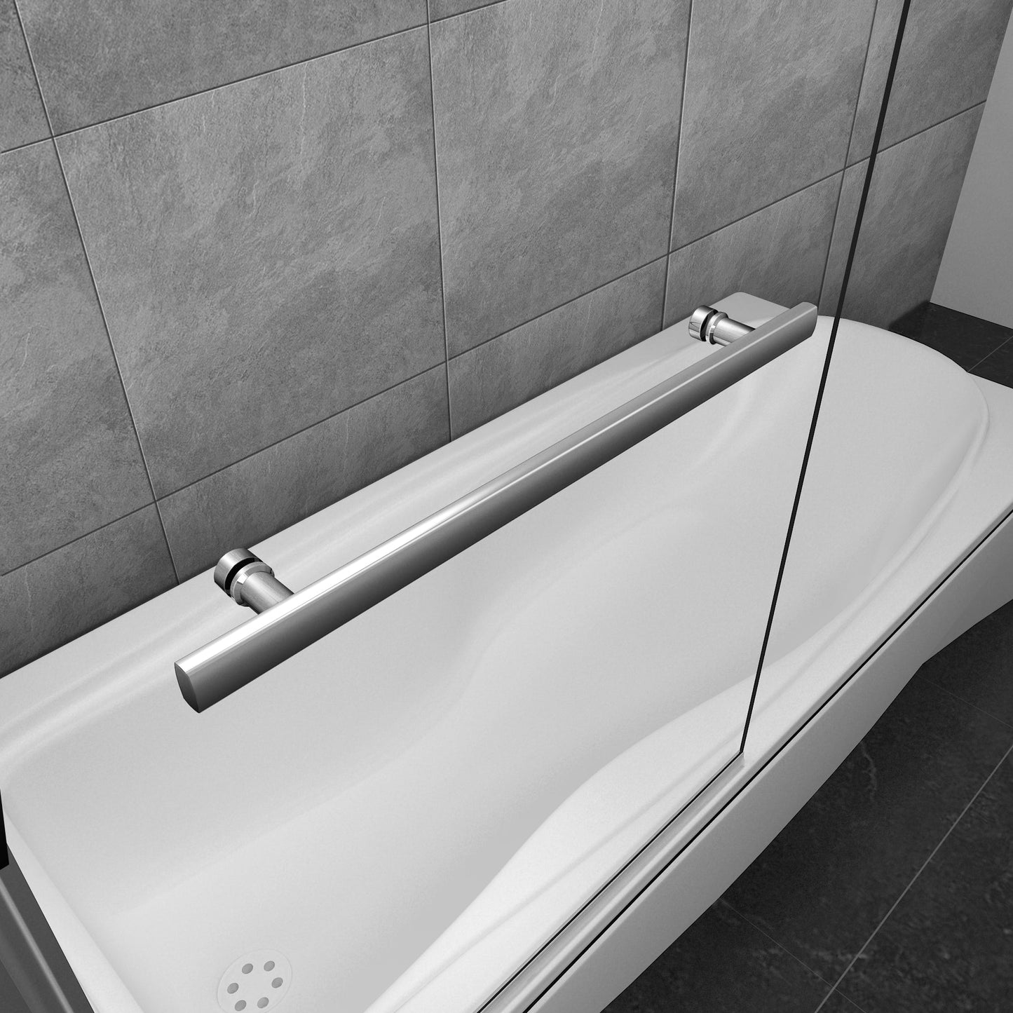 AICA Vanová zástěna otočná K1-80H | Otočná vanová zástěna chrom 80x140 cm – sklopná koupelnová stěna s věšákem na ručník | 5mm bezpečnostní čiré sklo, hliníkový profil, univerzální montáž (vpravo/vlevo) | Moderní design do sprchového koutu a van