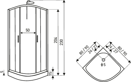 Masážní sprchový box sklo čtvrtkruhový 80x80 cm - grafitové tvrzené bezpečnostní sklo, 3 masážní trysky, posuvné dveře, akrylátová vanička, moderní sprchový kout s baterií