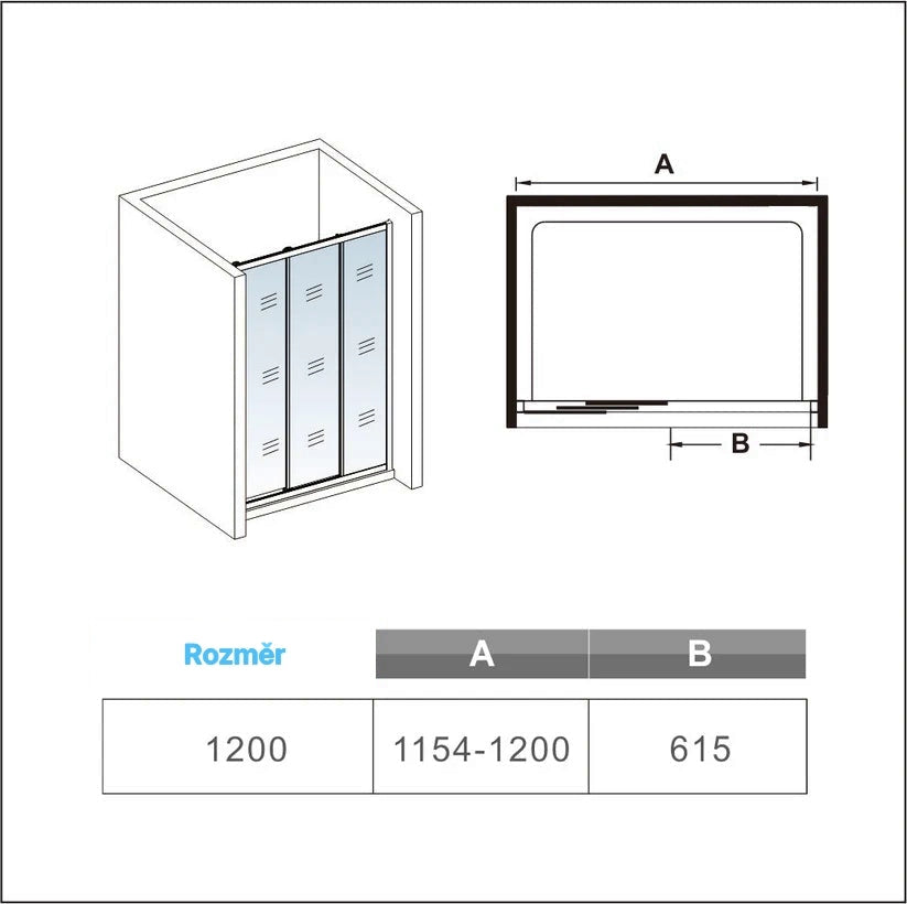 Posuvné sprchové dveře 120x195 cm, 6mm bezpečnostní NANO sklo EasyClean, leštěný hliníkový profil v chromu – moderní design, snadná údržba, univerzální montáž (levá/pravá), korozivzdorné, těsnění proti úniku vody, vhodné do malých i velkých koupelen.