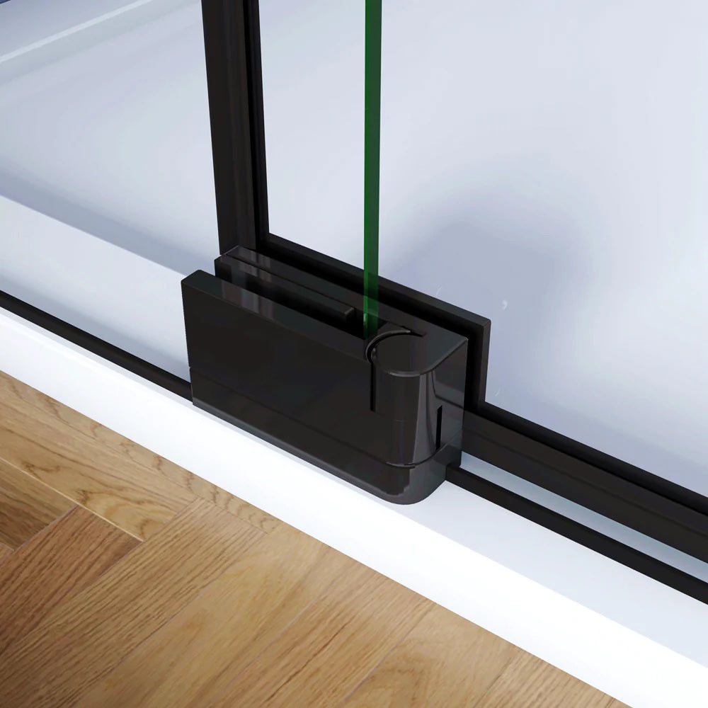 Černé jednokřídlé sprchové dveře do niky P3GB-E-95 | Moderní designové sprchové dveře do zabudované niky | 8mm extra silné bezpečnostní NANO sklo s EasyClean povrchem | Černé elegantní sprchové dveře do vestavěného sprchového koutu | Rozměry 80cm 90cm 100cm 120cm šířka | Univerzální montáž levé/pravé | Černá antikorozní hliníková konstrukce | Černé sprchové dveře do niky s madlem a vzpěrou | Výška 195cm vysoké sprchové dveře | ESG certifikované bezpečnostní sklo | Černé moderní dveře do sprchové niky s NANO