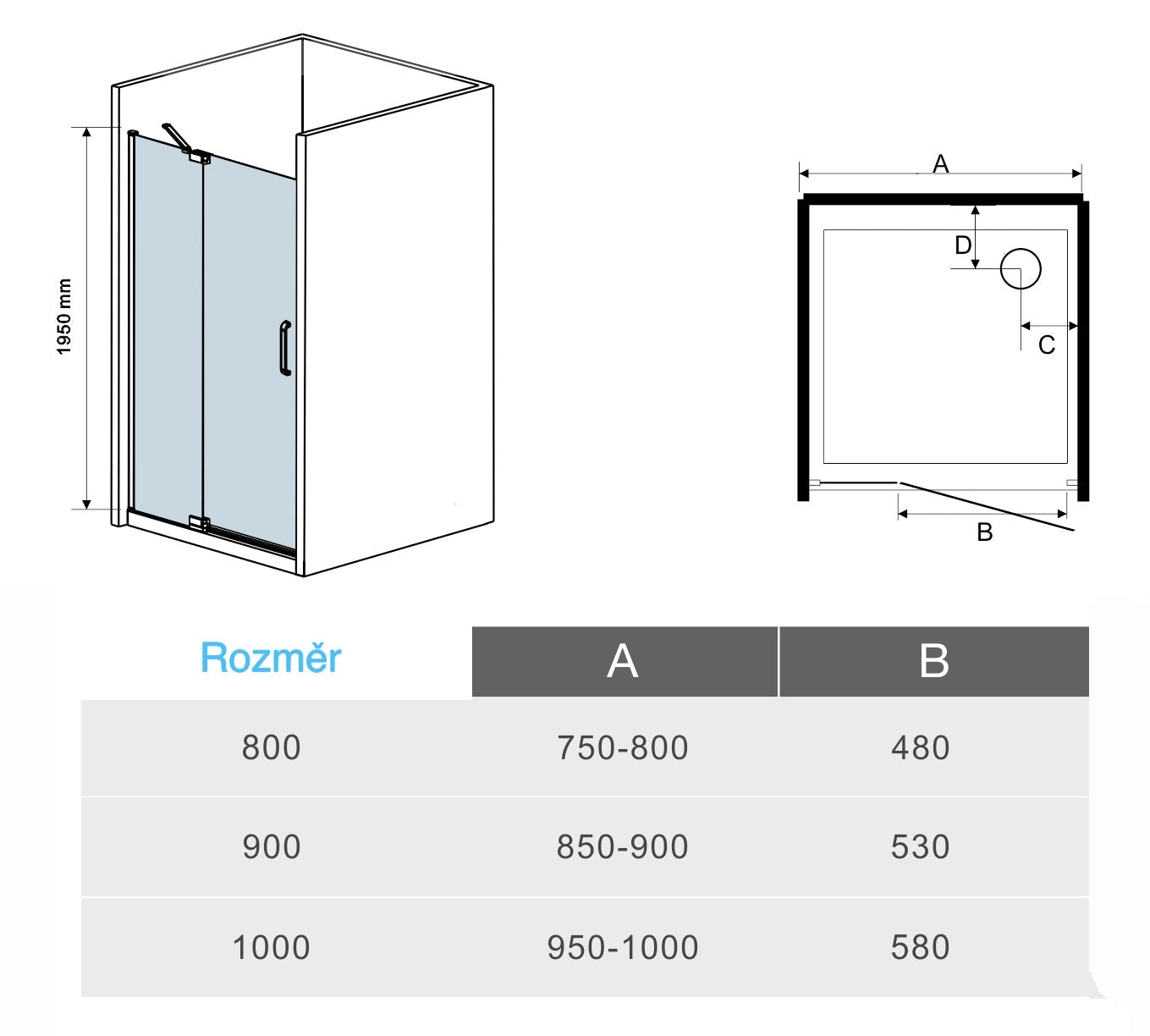 Jednokřídlé sprchové dveře do niky 195cm, skleněné bezpečnostní dveře do sprchového koutu, 8mm NANO sklo s EasyClean úpravou, čiré bezpečnostní sklo ESG, moderní vestavné sprchové dveře, chromové hliníkové profily, korozivzdorné sprchové dveře, nastavitelné rozměry 80cm 90cm 100cm, univerzální montáž L/P, sprchový box do malé koupelny, vysoké skleněné dveře 195cm, designové dveře do sprchy, zinkové madlo, vzpěra 30cm, těsnění proti úniku vody, sklo odolné proti vodnímu kameni, snadná údržba sprchových dveří
