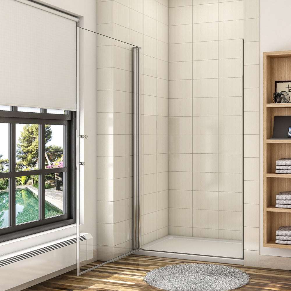 Elegantní jednokřídlé sprchové dveře vestavěné do niky 70-100 cm | Ultračiré 6mm bezpečnostní NANO sklo s EasyClean úpravou proti vodnímu kameni | Univerzální levá/pravá montáž | Profesionální sprchový kout s leštěným hliníkovým profilem v chromu | Odolné magnetické těsnění proti úniku vody | Moderní design s ergonomickým madlem z hliníku a ABS plastu | Ideální řešení pro malé koupelny a sprchové kouty | Výška 195 cm | Dodáváno včetně instalačního příslušenství