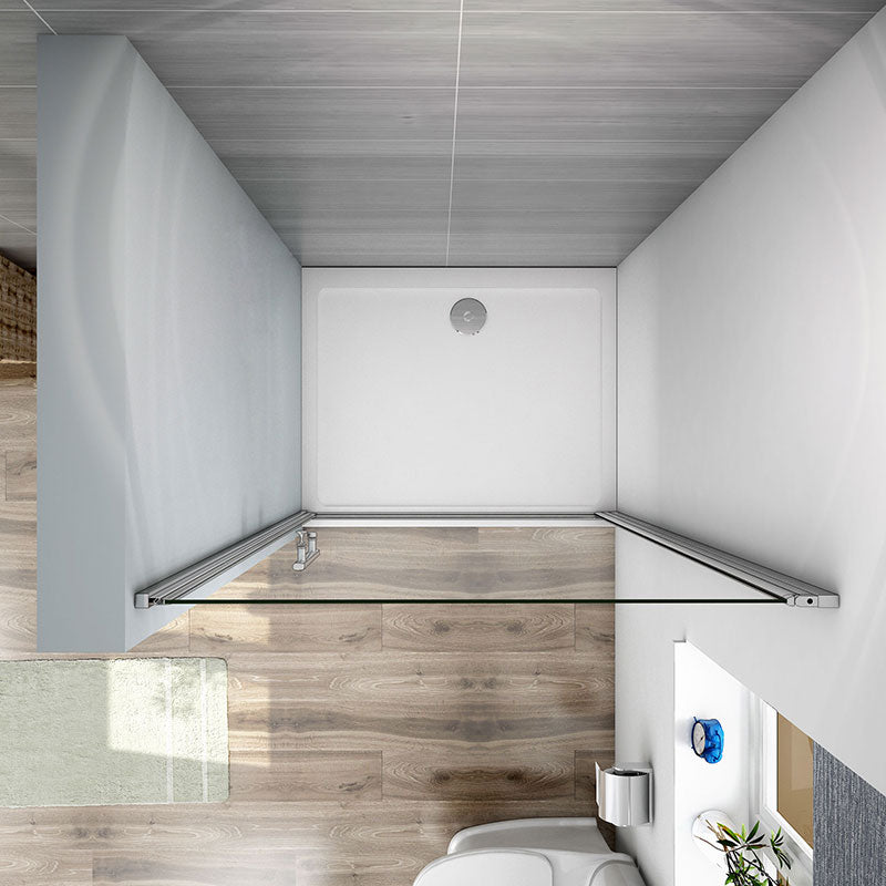 Sprchové dveře do niky bez vaničky – jednokřídlé skleněné dveře s 6mm nano sklem, univerzální montáž (L/P), rozměr 70-100cm × 185cm. Moderní design s chromovaným hliníkovým profilem a magnetickým těsněním. Vestavěné řešení do sprchového koutu