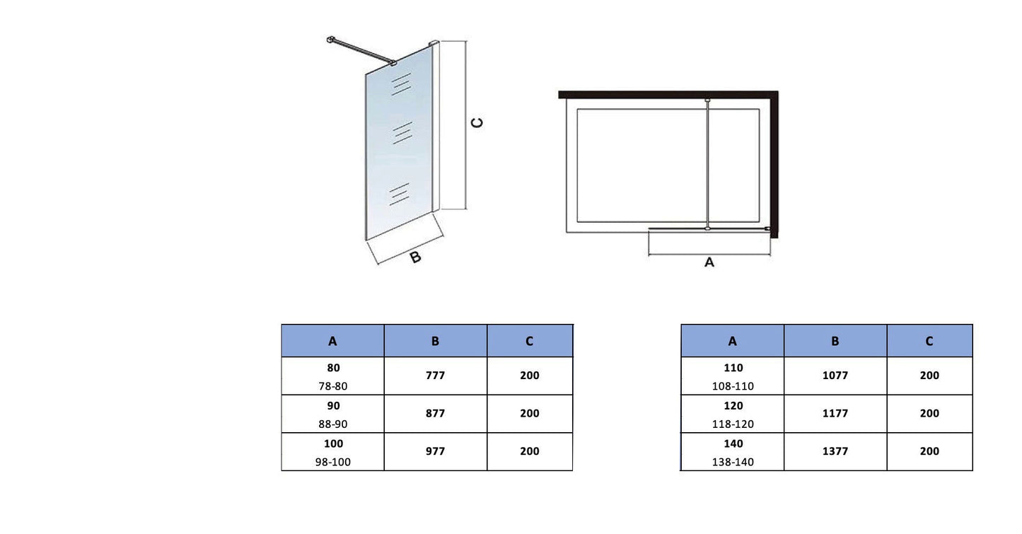Walk-in sprchová zástěna s privacy pásem, 70-140cm, 8mm nano bezpečnostní sklo, anti-explosion fólie, černá hliníková vzpěra, moderní design do koupelny, nastavitelná montáž, teleskopická vzpěra, matný neprůhledný pruh, ochrana soukromí, bezpečnostní sklo, sprchový kout, minimalistická koupelna, česká kvalita, odolný hliník, leštěný profil, atypické rozměry, snadná instalace, designový doplněk, moderní bydlení