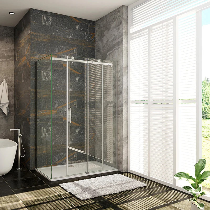 AICA Sprchový kout obdélníkový s posuvnými dveřmi 100-160cm | Boční panel 70-100cm | 6mm NANO bezpečnostní sklo s EasyClean | Chromové leštěné profily odolné proti korozi | Robustní madlo ze slitiny zinku | Moderní design pro malé i velké koupelny | Snadná instalace a údržba