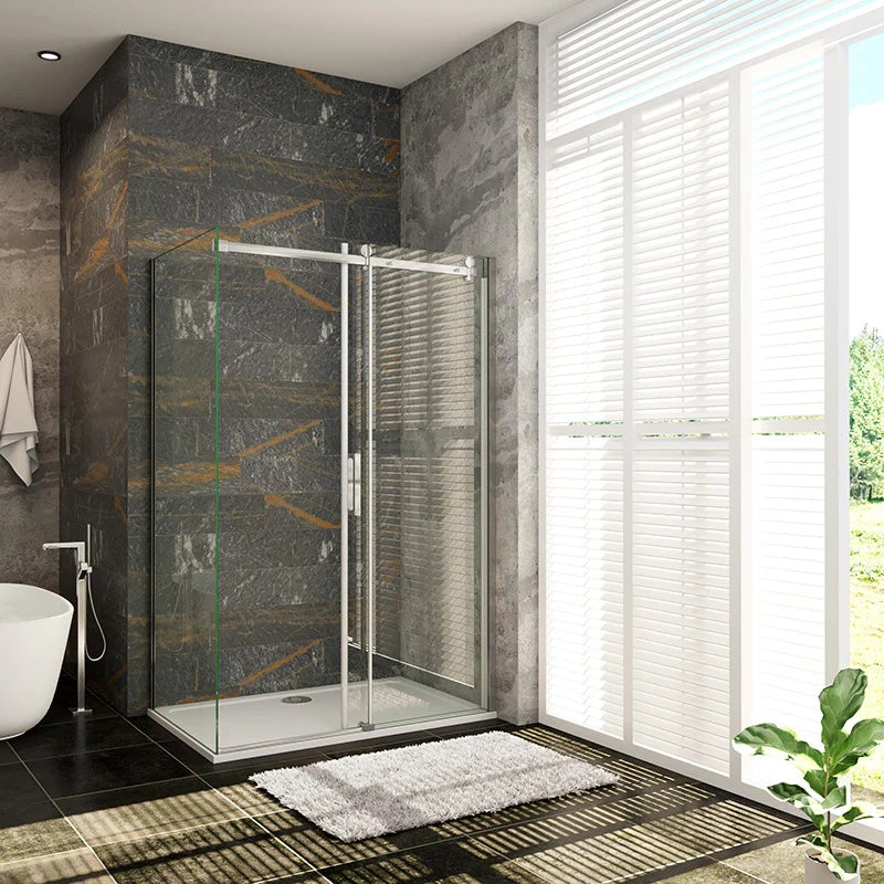 AICA Sprchový kout obdélníkový s posuvnými dveřmi 100-160cm | Boční panel 70-100cm | 6mm NANO bezpečnostní sklo s EasyClean | Chromové leštěné profily odolné proti korozi | Robustní madlo ze slitiny zinku | Moderní design pro malé i velké koupelny | Snadná instalace a údržba