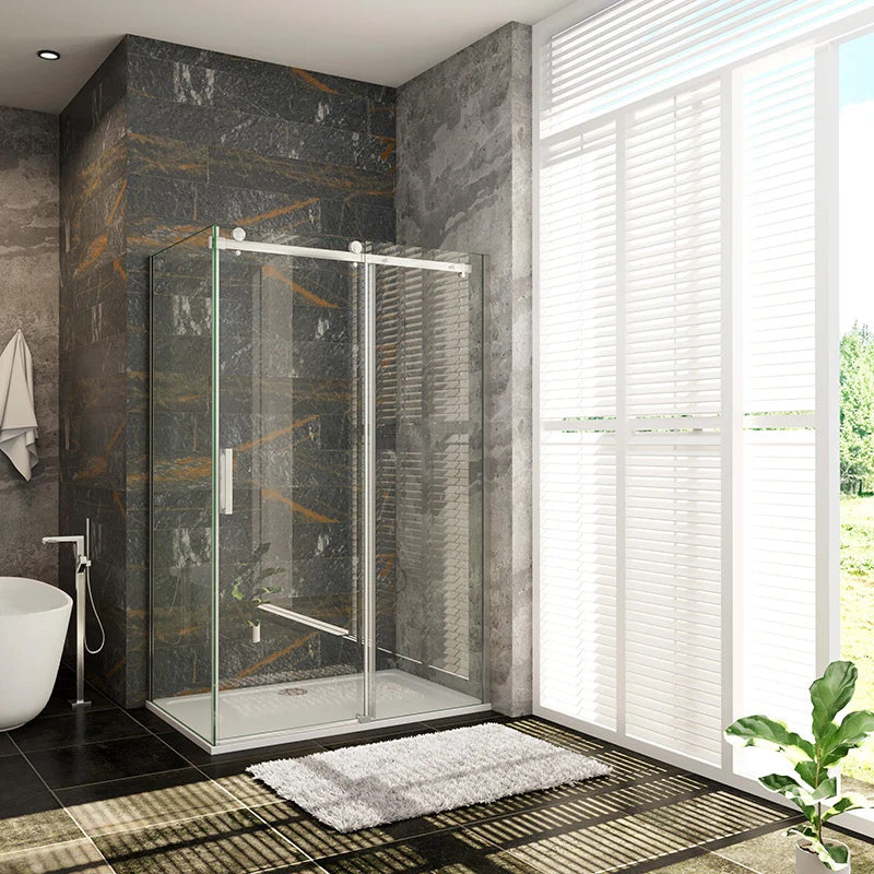 AICA Sprchový kout obdélníkový s posuvnými dveřmi 100-160cm | Boční panel 70-100cm | 6mm NANO bezpečnostní sklo s EasyClean | Chromové leštěné profily odolné proti korozi | Robustní madlo ze slitiny zinku | Moderní design pro malé i velké koupelny | Snadná instalace a údržba
