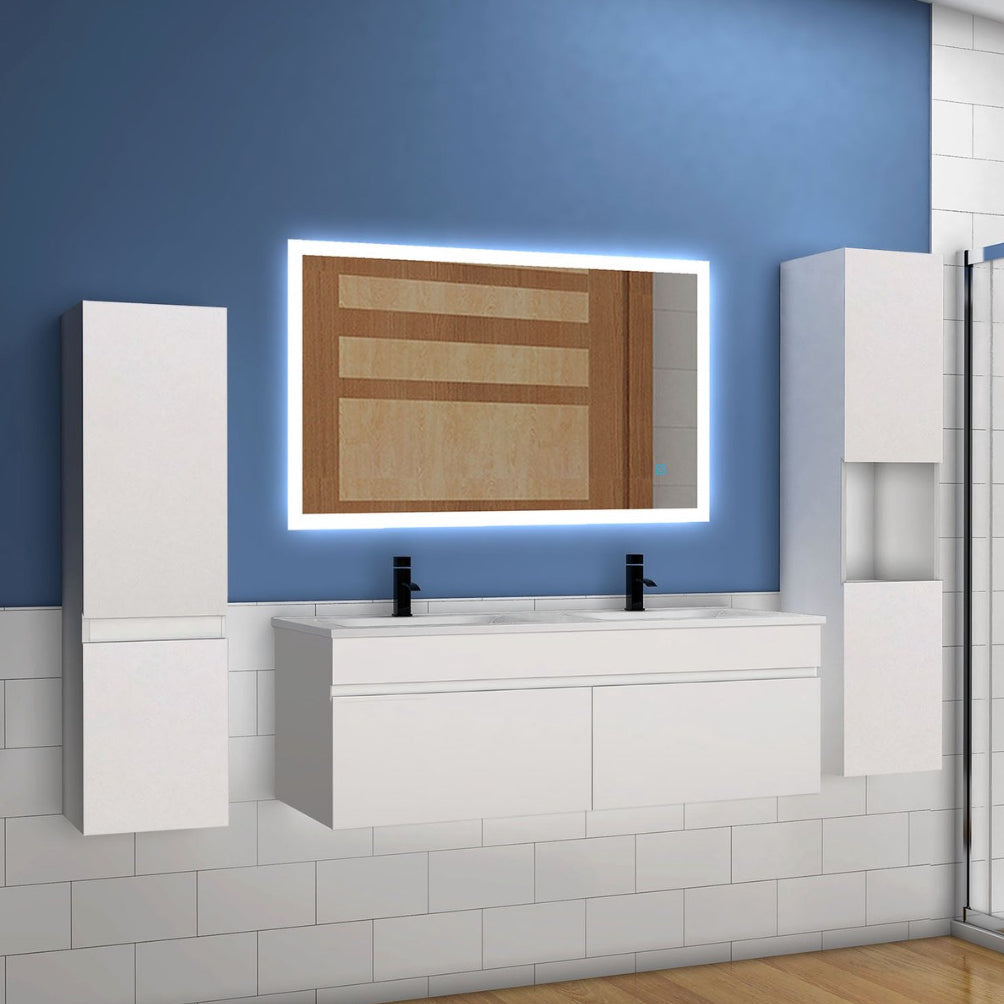 AICA vysoká koupelnová skříňka 130 cm – bílá nástěnná skříňka s Soft Close, úložný prostor do koupelny. Moderní koupelnový nábytek z MDF, skříňka na ručníky, kosmetiku a doplňky. Praktická závěsná skříňka s tichým zavíráním, levý/pravý montážní systém.