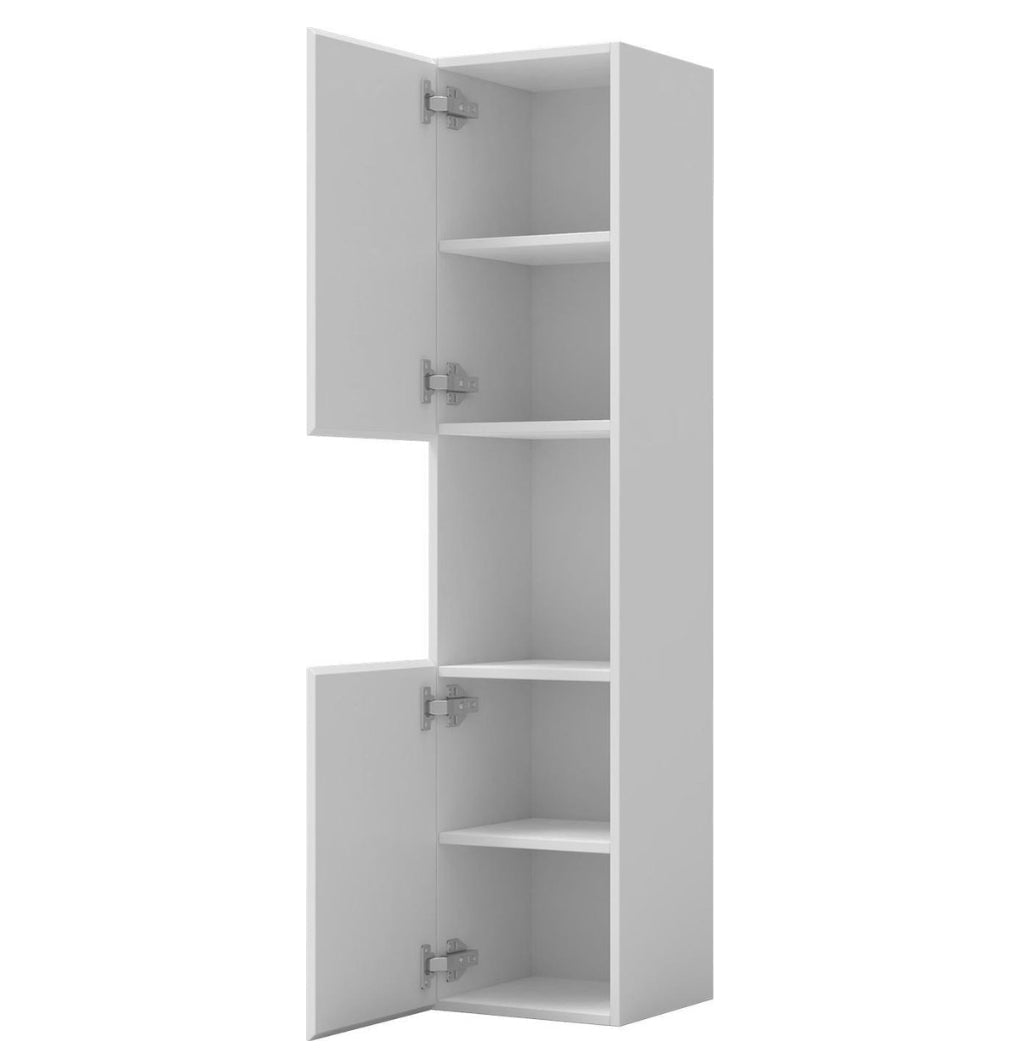 AICA vysoká koupelnová skříňka 130 cm – bílá nástěnná skříňka s Soft Close, úložný prostor do koupelny. Moderní koupelnový nábytek z MDF, skříňka na ručníky, kosmetiku a doplňky. Praktická závěsná skříňka s tichým zavíráním, levý/pravý montážní systém.