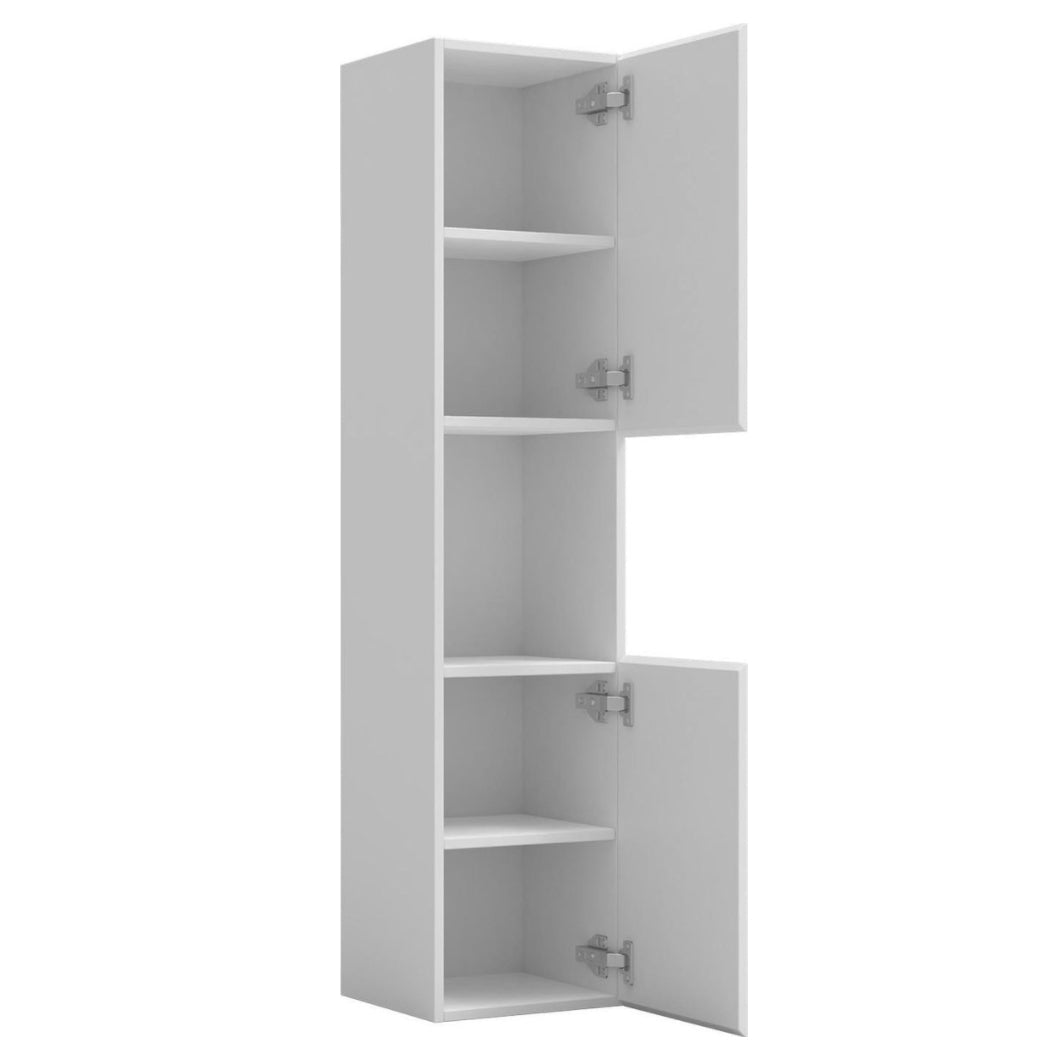 AICA vysoká koupelnová skříňka 130 cm – bílá nástěnná skříňka s Soft Close, úložný prostor do koupelny. Moderní koupelnový nábytek z MDF, skříňka na ručníky, kosmetiku a doplňky. Praktická závěsná skříňka s tichým zavíráním, levý/pravý montážní systém.
