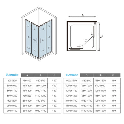 AICA Sprchový kout obdélníkový s posuvnými dveřmi v chromu - 6mm bezpečnostní NANO sklo EasyClean, rozměry 70-120cm, výška 185cm, magnetické zavírání, leštěný hliníkový profil, 16 tichých koleček, moderní design, kvalitní sprchový box bez vaničky