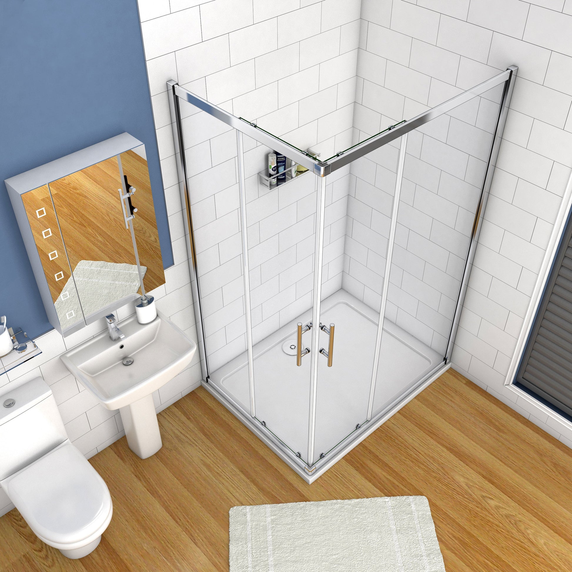 AICA Sprchový kout obdélníkový s posuvnými dveřmi v chromu - 6mm bezpečnostní NANO sklo EasyClean, rozměry 70-120cm, výška 185cm, magnetické zavírání, leštěný hliníkový profil, 16 tichých koleček, moderní design, kvalitní sprchový box bez vaničky