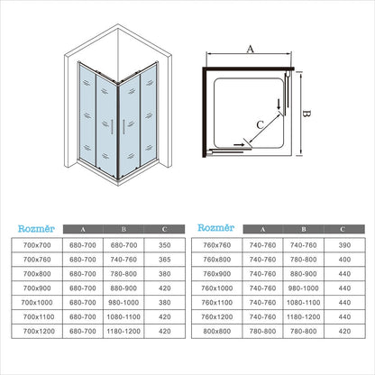 AICA Sprchový kout obdélníkový s posuvnými dveřmi v chromu - 6mm bezpečnostní NANO sklo EasyClean, rozměry 70-120cm, výška 185cm, magnetické zavírání, leštěný hliníkový profil, 16 tichých koleček, moderní design, kvalitní sprchový box bez vaničky