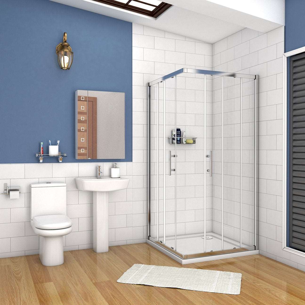 Čtvercový sprchový kout s posuvnými dveřmi z 6mm NANO skla – nastavitelný rozměr 70–120 cm, výška 185 cm, chromový hliníkový profil, magnetické zavírání, bezpečnostní ESG sklo, snadno čistitelný povrch, moderní design do malých i velkých koupelen