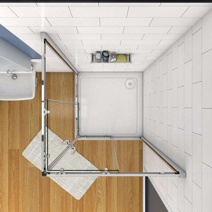 Čtvercový sprchový kout s posuvnými dveřmi z 6mm NANO skla – nastavitelný rozměr 70–120 cm, výška 185 cm, chromový hliníkový profil, magnetické zavírání, bezpečnostní ESG sklo, snadno čistitelný povrch, moderní design do malých i velkých koupelen