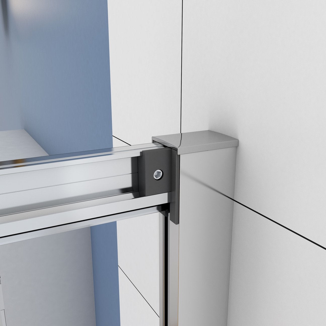Čtvercový sprchový kout s posuvnými dveřmi z 6mm NANO skla – nastavitelný rozměr 70–120 cm, výška 185 cm, chromový hliníkový profil, magnetické zavírání, bezpečnostní ESG sklo, snadno čistitelný povrch, moderní design do malých i velkých koupelen