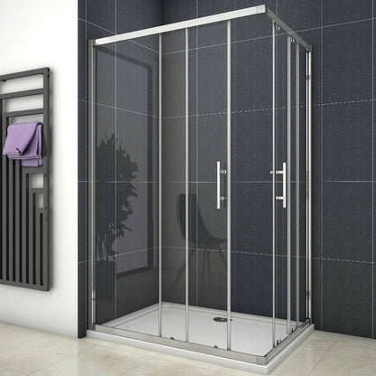 AICA Sprchový kout obdélníkový s posuvnými dveřmi – 6mm bezpečnostní NANO sklo EasyClean ESG, chromový profil, výška 195 cm, nastavitelné rozměry 70-120 cm, magnetické zavírání, 16 tichých koleček, moderní design do koupelny, kvalitní sprchový box bez vaničky