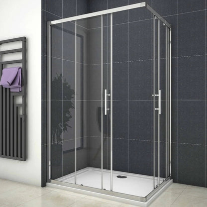 AICA Sprchový kout obdélníkový s posuvnými dveřmi – 6mm bezpečnostní NANO sklo EasyClean ESG, chromový profil, výška 195 cm, nastavitelné rozměry 70-120 cm, magnetické zavírání, 16 tichých koleček, moderní design do koupelny, kvalitní sprchový box bez vaničky