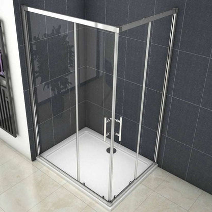 AICA Sprchový kout obdélníkový s posuvnými dveřmi – 6mm bezpečnostní NANO sklo EasyClean ESG, chromový profil, výška 195 cm, nastavitelné rozměry 70-120 cm, magnetické zavírání, 16 tichých koleček, moderní design do koupelny, kvalitní sprchový box bez vaničky