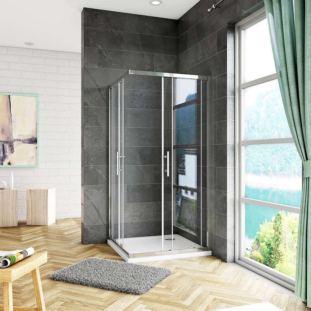Čtvercový sprchový kout s posuvnými dveřmi z 6mm NANO skla - chromový design, rozměry 70x70 až 120x120 cm, moderní sprchový box s magnetickým zavíráním a tyčovým madlem. Bezpečnostní sklo EasyClean ESG, sprchový roh s posuvným mechanismem, kvalitní sprchové dveře s 16 kolečky pro hladký pohyb, univerzální montáž (levá/pravá).