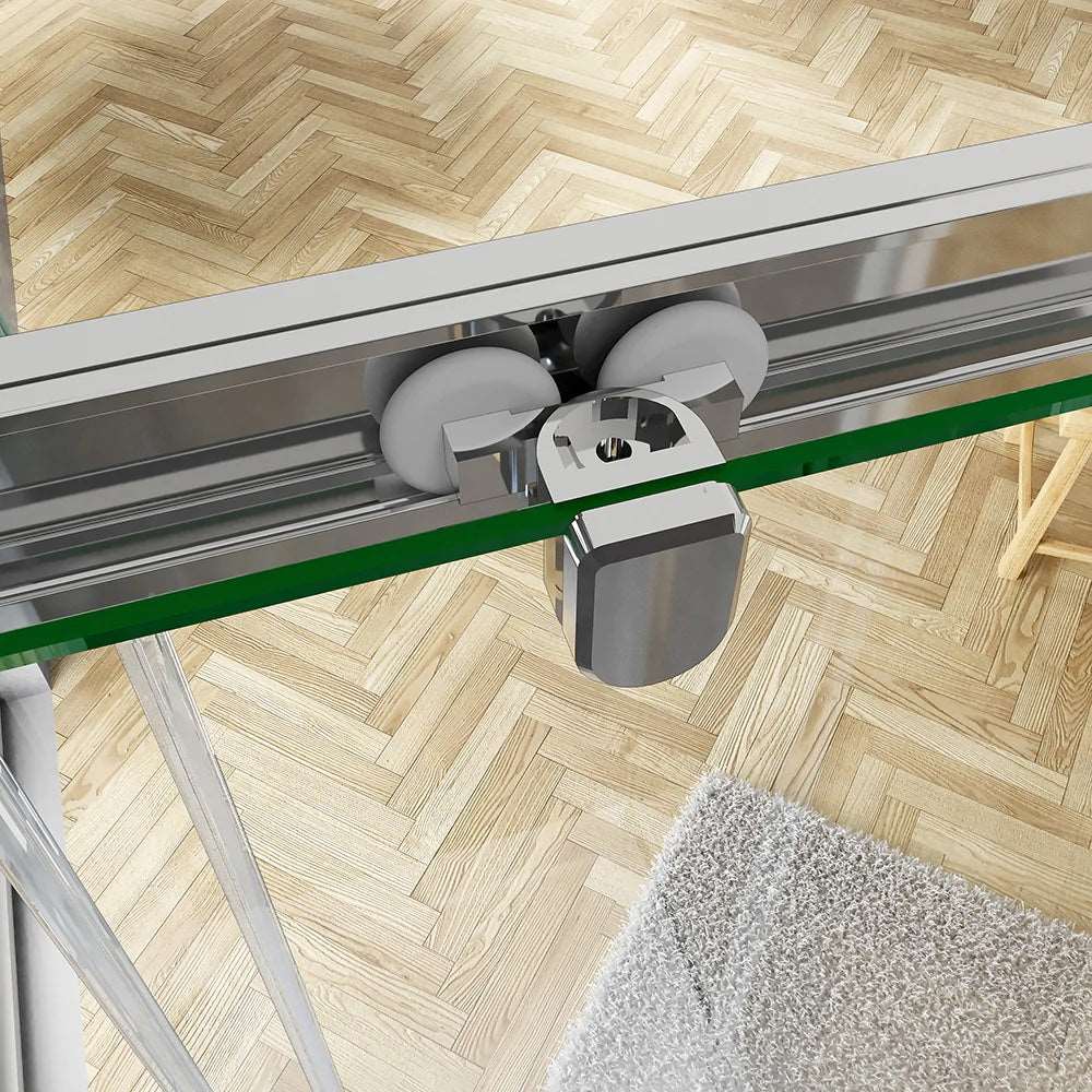Čtvercový sprchový kout s posuvnými dveřmi z 6mm NANO skla - chromový design, rozměry 70x70 až 120x120 cm, moderní sprchový box s magnetickým zavíráním a tyčovým madlem. Bezpečnostní sklo EasyClean ESG, sprchový roh s posuvným mechanismem, kvalitní sprchové dveře s 16 kolečky pro hladký pohyb, univerzální montáž (levá/pravá).