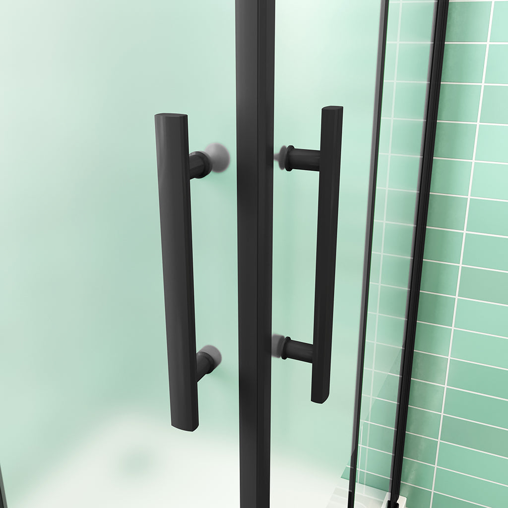 AICA obdélníkový sprchový kout s PRIVACY pásem – zalamovací dveře, černý design, 70-120cm, 6mm NANO sklo EasyClean, nerezové madlo, montáž vlevo/vpravo, výška 195cm