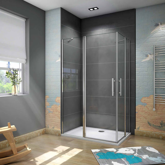 Čtvercový sprchový kout nano 80x80 90x90 100x100 120x120 cm s otočnými dveřmi a 6mm bezpečnostním sklem ESG | Chromová úprava, výška 195 cm, NANO povrch EasyClean | Sprchový box, sprchová kabina, sprchový roh s madlem | Nastavitelný, moderní, lehký úklid