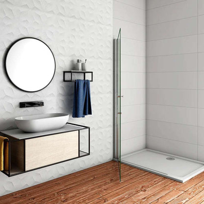 AICA Sprchový kout WALK IN A1E - moderní jednokřídlá sprchová zástěna s 6mm NANO sklem EasyClean, chromový design, rozměry 66-96cm (nastavitelné), výška 195cm. Leštěný hliníkový profil, bezpečnostní ESG sklo, walk-in sprchový box bez vaničky. Koupelnový nábytek a doplňky