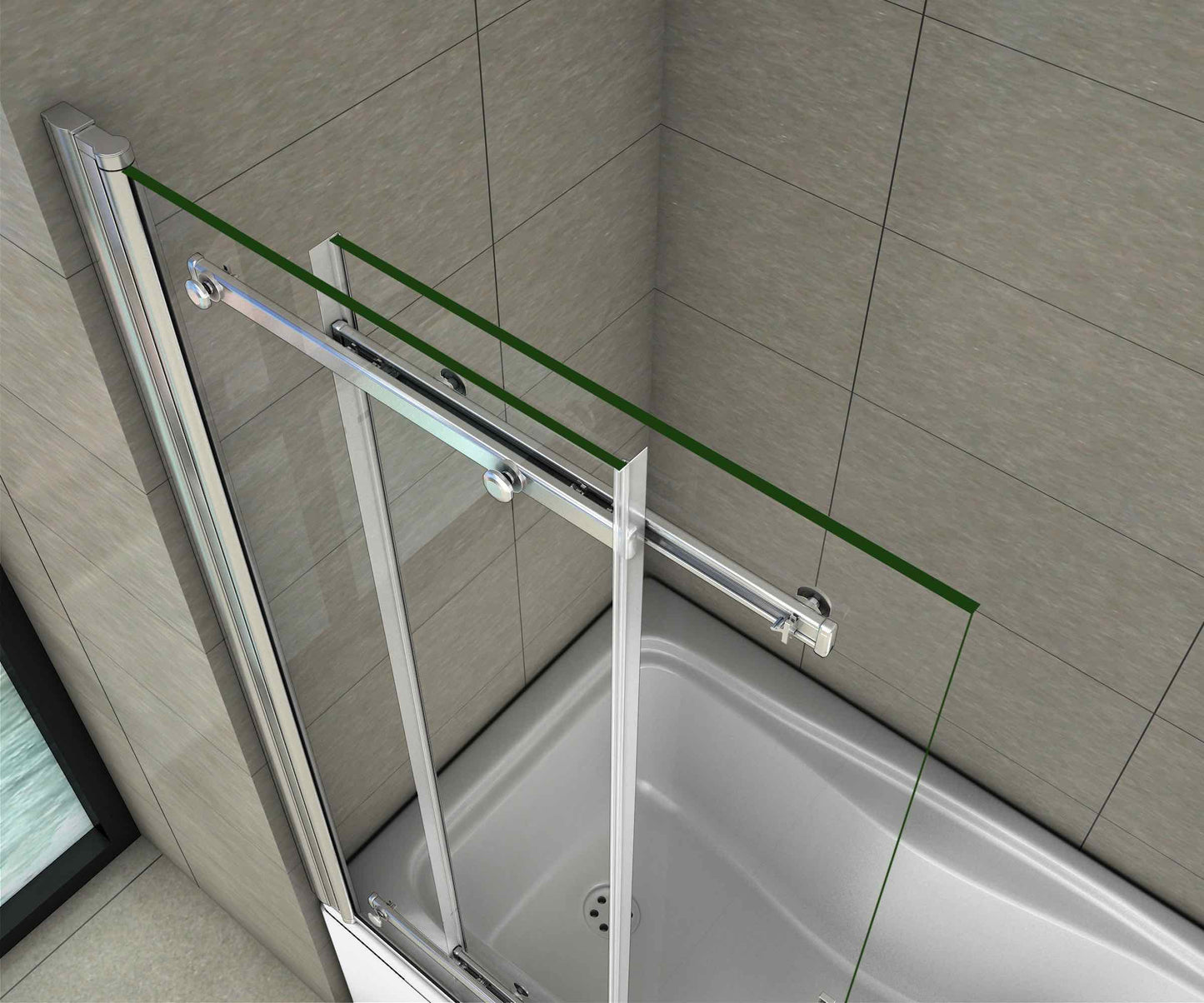 AICA vanová zástěna posuvná AQ2-90 - moderní 2-dílná sprchová stěna z čirého 6mm bezpečnostního skla s chromovaným hliníkovým profilem. Rozměry 90x140cm s univerzální montáží (levá/pravá), sklopná o 90° a kompletním těsněním. Ideální posuvná vanová zástěna sklo pro malé i velké koupelny. Kvalitní posuvný kryt vany od AICA s nastavitelným rozsahem.