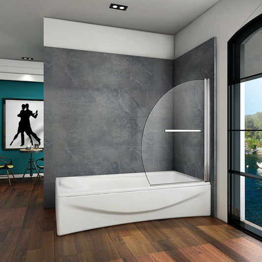 AICA Vanová zástěna sklopná B-D2H chrom 100x150 cm | 1-dílná otočná sprchová stěna s 8mm NANO sklem EasyClean | Věšák na ručník 400mm | Bezpečnostní čiré sklo ESG | Leštěný hliník odolný proti korozi | Univerzální montáž (levá/pravá) | Sklopná 90° dovnitř i ven