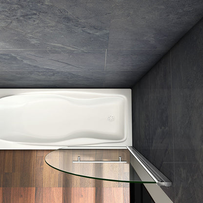 AICA Vanová zástěna sklopná B-D2H chrom 100x150 cm | 1-dílná otočná sprchová stěna s 8mm NANO sklem EasyClean | Věšák na ručník 400mm | Bezpečnostní čiré sklo ESG | Leštěný hliník odolný proti korozi | Univerzální montáž (levá/pravá) | Sklopná 90° dovnitř i ven