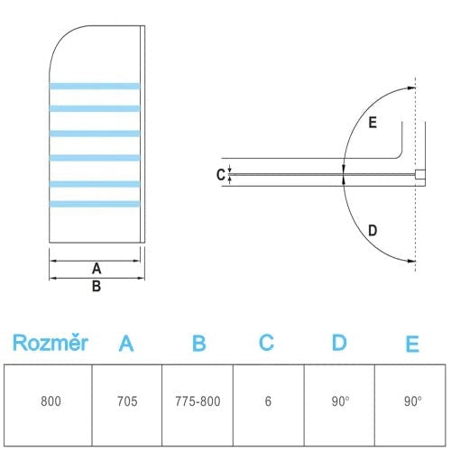 AICA vanová zástěna otočná B1E-S 80x140 cm | 1-dílná koupelnová zástěna s 6mm NANO sklem | Chromovaný hliníkový profil | Bezpečnostní zástěna do vany s pruhy | Možnost levé i pravé montáže | Moderní skleněná zástěna | Snadná údržba a čištění | Dodávka včetně lišty a těsnění