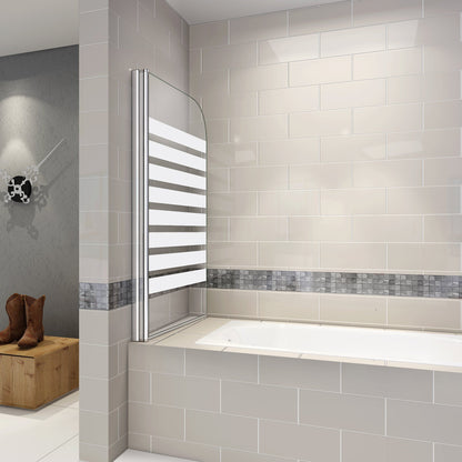 AICA vanová zástěna otočná B1E-S 80x140 cm | 1-dílná koupelnová zástěna s 6mm NANO sklem | Chromovaný hliníkový profil | Bezpečnostní zástěna do vany s pruhy | Možnost levé i pravé montáže | Moderní skleněná zástěna | Snadná údržba a čištění | Dodávka včetně lišty a těsnění