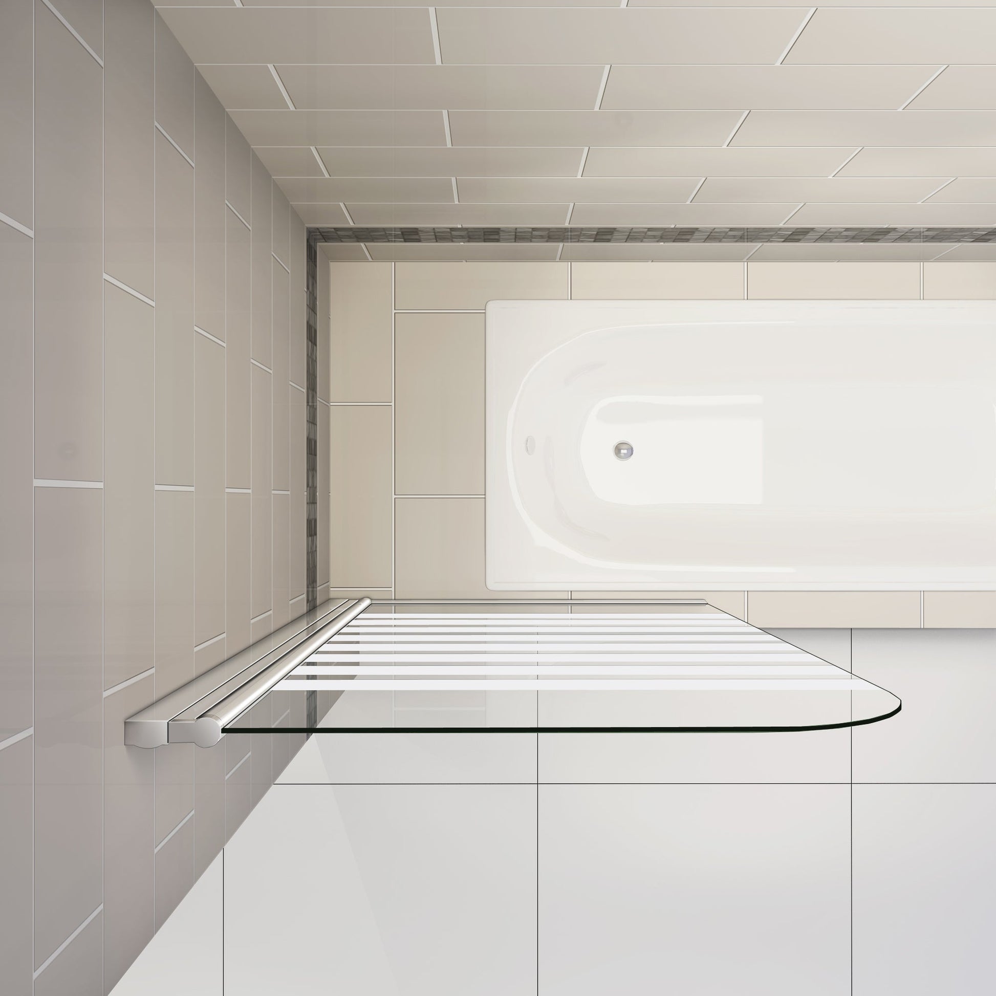 AICA vanová zástěna otočná B1E-S 80x140 cm | 1-dílná koupelnová zástěna s 6mm NANO sklem | Chromovaný hliníkový profil | Bezpečnostní zástěna do vany s pruhy | Možnost levé i pravé montáže | Moderní skleněná zástěna | Snadná údržba a čištění | Dodávka včetně lišty a těsnění