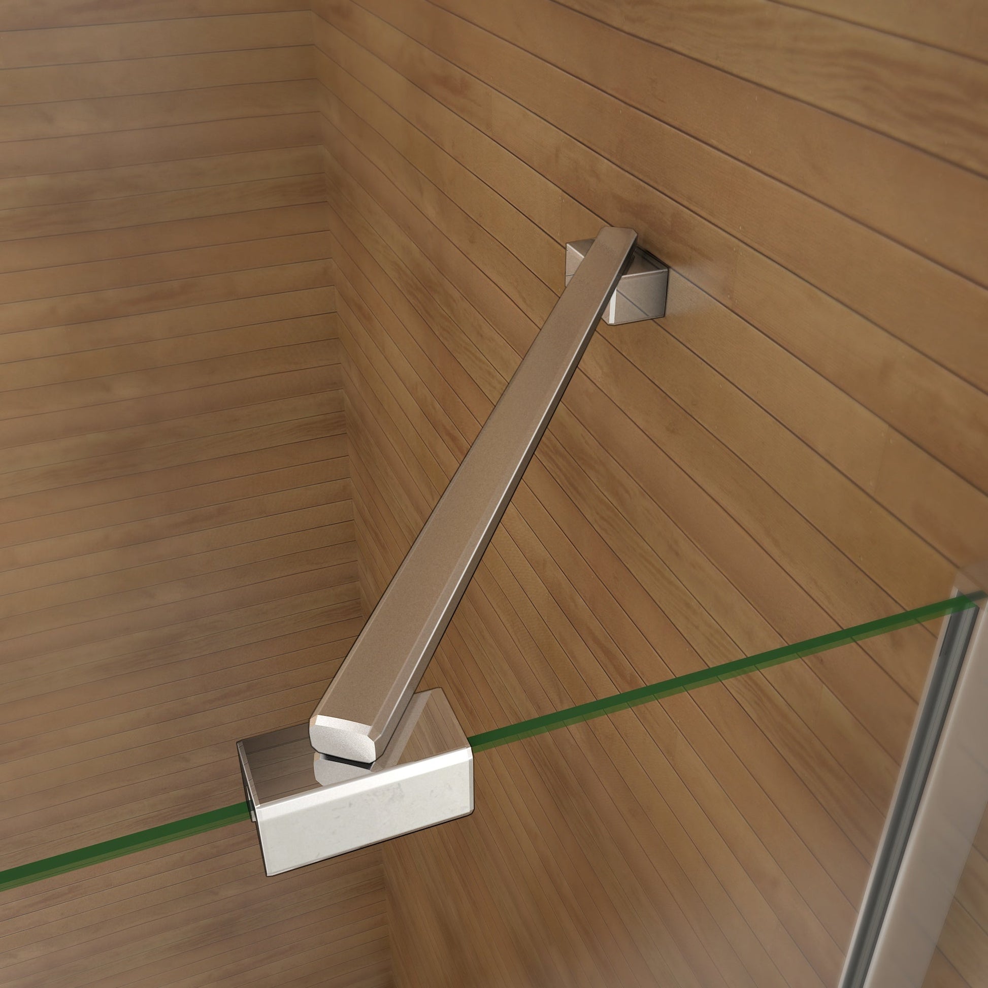 Otočná vanová zástěna sklo 120x140cm - moderní design, NANO povrch EasyClean, chromovaný hliníkový profil, bezpečnostní 6mm sklo s vodorovnými pruhy, možnost levé i pravé montáže, věšák na ručník v setu