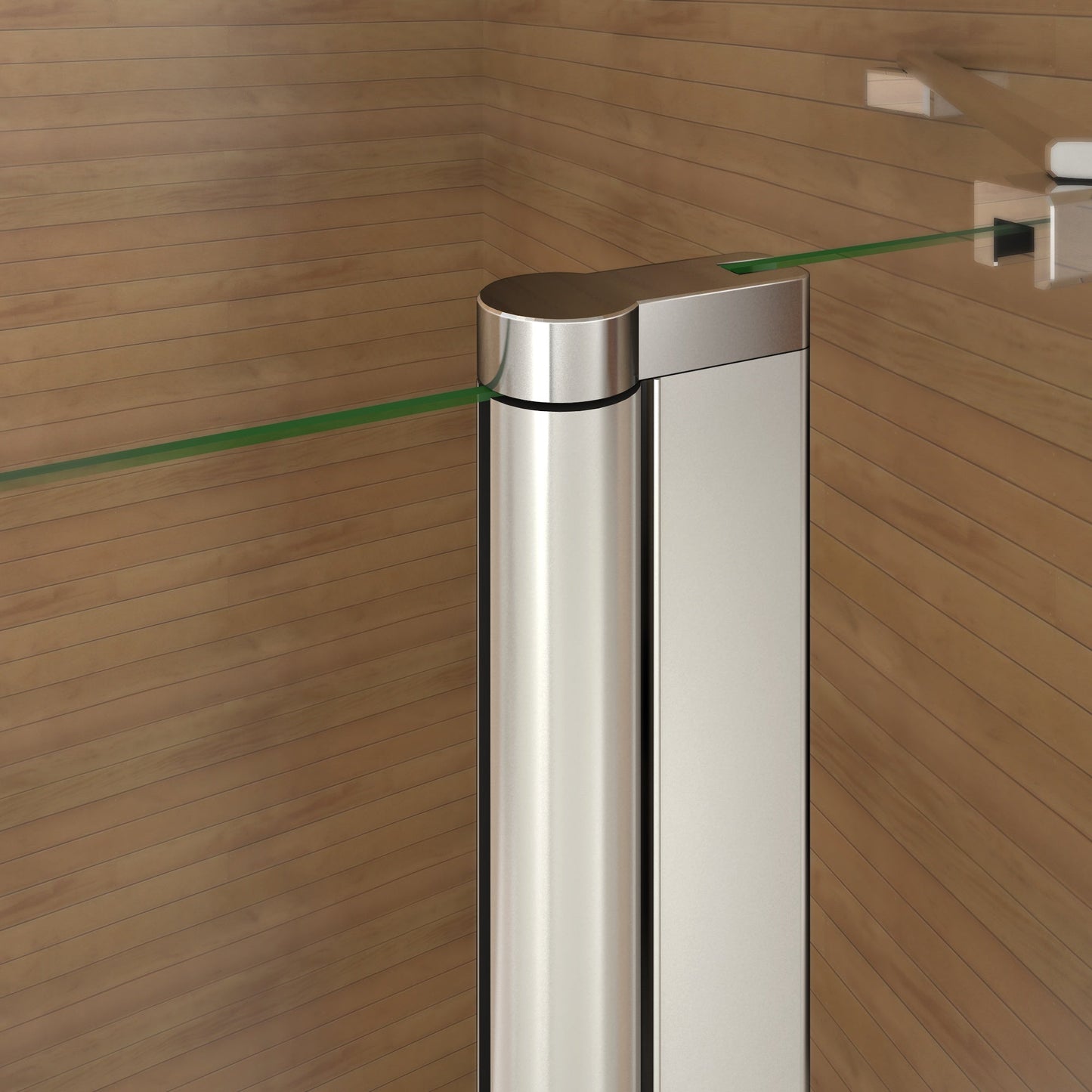 Otočná vanová zástěna sklo 120x140cm - moderní design, NANO povrch EasyClean, chromovaný hliníkový profil, bezpečnostní 6mm sklo s vodorovnými pruhy, možnost levé i pravé montáže, věšák na ručník v setu