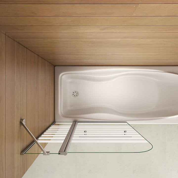 Otočná vanová zástěna sklo 120x140cm - moderní design, NANO povrch EasyClean, chromovaný hliníkový profil, bezpečnostní 6mm sklo s vodorovnými pruhy, možnost levé i pravé montáže, věšák na ručník v setu