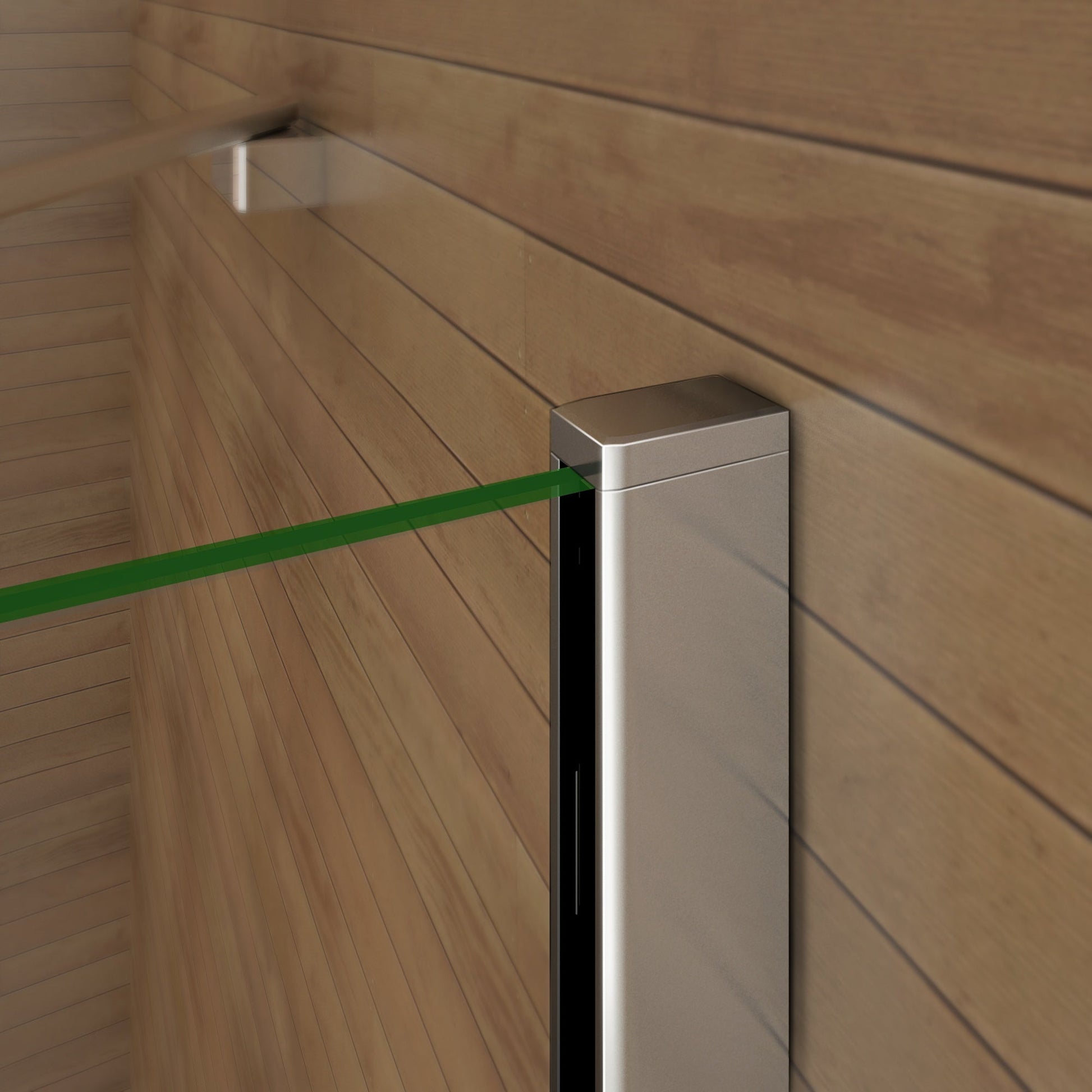 Otočná vanová zástěna sklo 120x140cm - moderní design, NANO povrch EasyClean, chromovaný hliníkový profil, bezpečnostní 6mm sklo s vodorovnými pruhy, možnost levé i pravé montáže, věšák na ručník v setu