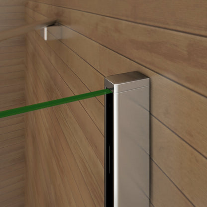 Otočná vanová zástěna sklo 120x140cm - moderní design, NANO povrch EasyClean, chromovaný hliníkový profil, bezpečnostní 6mm sklo s vodorovnými pruhy, možnost levé i pravé montáže, věšák na ručník v setu