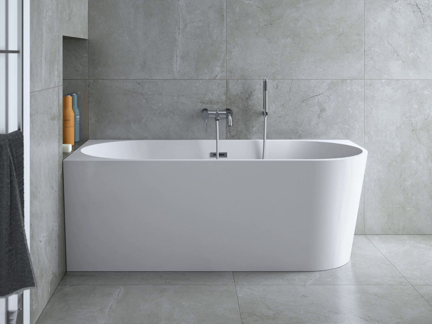 Volně stojící rohová vana 170 cm - bílá akrylátová vana s antibakteriálním povrchem | Levá montáž | Tepelně-izolační rohová vana do koupelny | Odolná vůči UV záření a skvrnám | Nízkopórovitý materiál s nízkou údržbou | Chromový sifon a seřizovací nohy | Záruka 5 let | Doprava zdarma | Kupte online na www.idealnikoupelny.cz