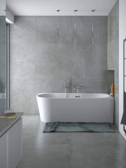 Volně stojící rohová vana 170 cm - bílá akrylátová vana s antibakteriálním povrchem | Pravá montáž | Tepelná izolace | Chromový sifon | Přepadový otvor | Nenáročná údržba | Záruka 5 let | Doprava zdarma | Kupte online na www.idealnikoupelny.cz