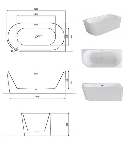 Volně stojící rohová vana 170 cm - bílá akrylátová vana s antibakteriálním povrchem | Pravá montáž | Tepelná izolace | Chromový sifon | Přepadový otvor | Nenáročná údržba | Záruka 5 let | Doprava zdarma | Kupte online na www.idealnikoupelny.cz