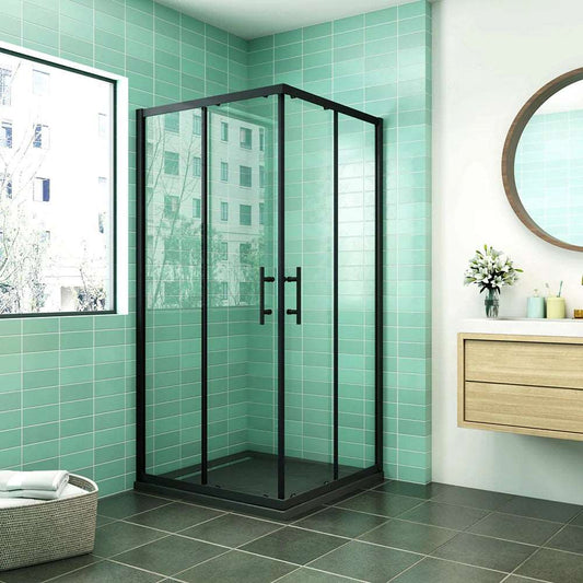 Černý sprchový kout posuvné dveře 80x80 90x90, černý sprchový box NANO sklo 6mm, posuvné dveře s magnetickým zavíráním, hliníkový sprchový kout, bezpečnostní ESG sklo, moderní černá sprchová kabina, square sprchový kout s posuvnými dveřmi

