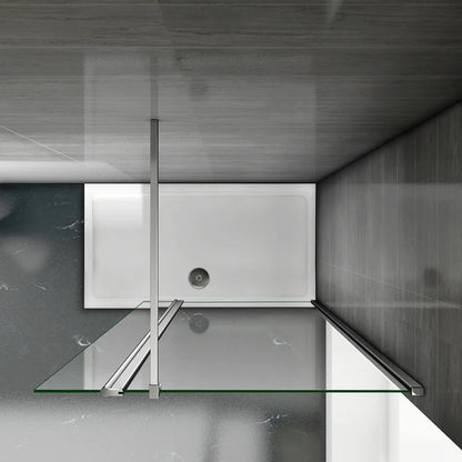 Skleněná sprchová zástěna chrom | Walk-In sprchový kout s 8mm bezpečnostním NANO sklem EasyClean | Otočný panel 30cm | Chromové profily a vzpěry | Rozměry 50-160cm | Výška 200cm | Moderní design koupelny | Snadná instalace | Česká dodávka | Odolná proti korozi | Čiré sklo ESG | Univerzální montáž (levá/pravá)