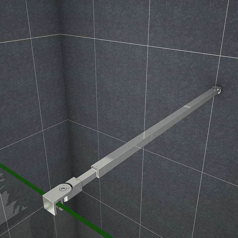 Skleněná sprchová zástěna Walk-In 8mm NANO čiré sklo | Chromový profil | Otočný panel 40cm | Vzpěry různých velikostí | Výška 200cm | Moderní design koupelny | Snadná údržba | Univerzální montáž | Bezpečnostní sklo | Sprchový kout bez vaničky